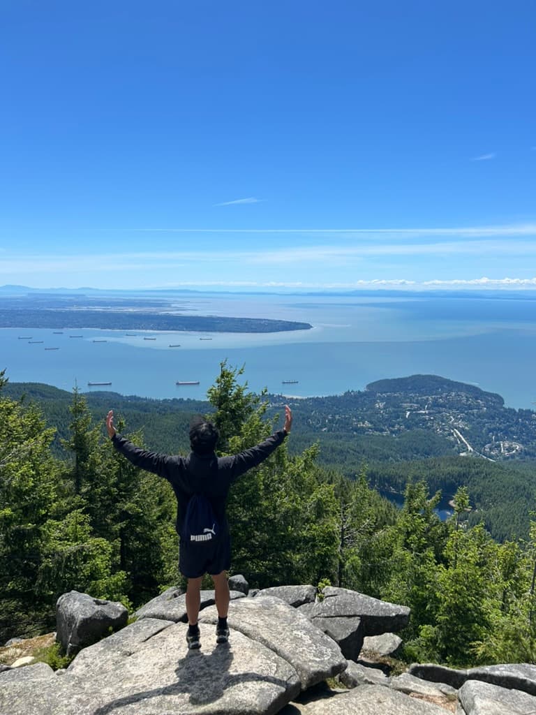 Person overlooking the ocean from a high vantage point