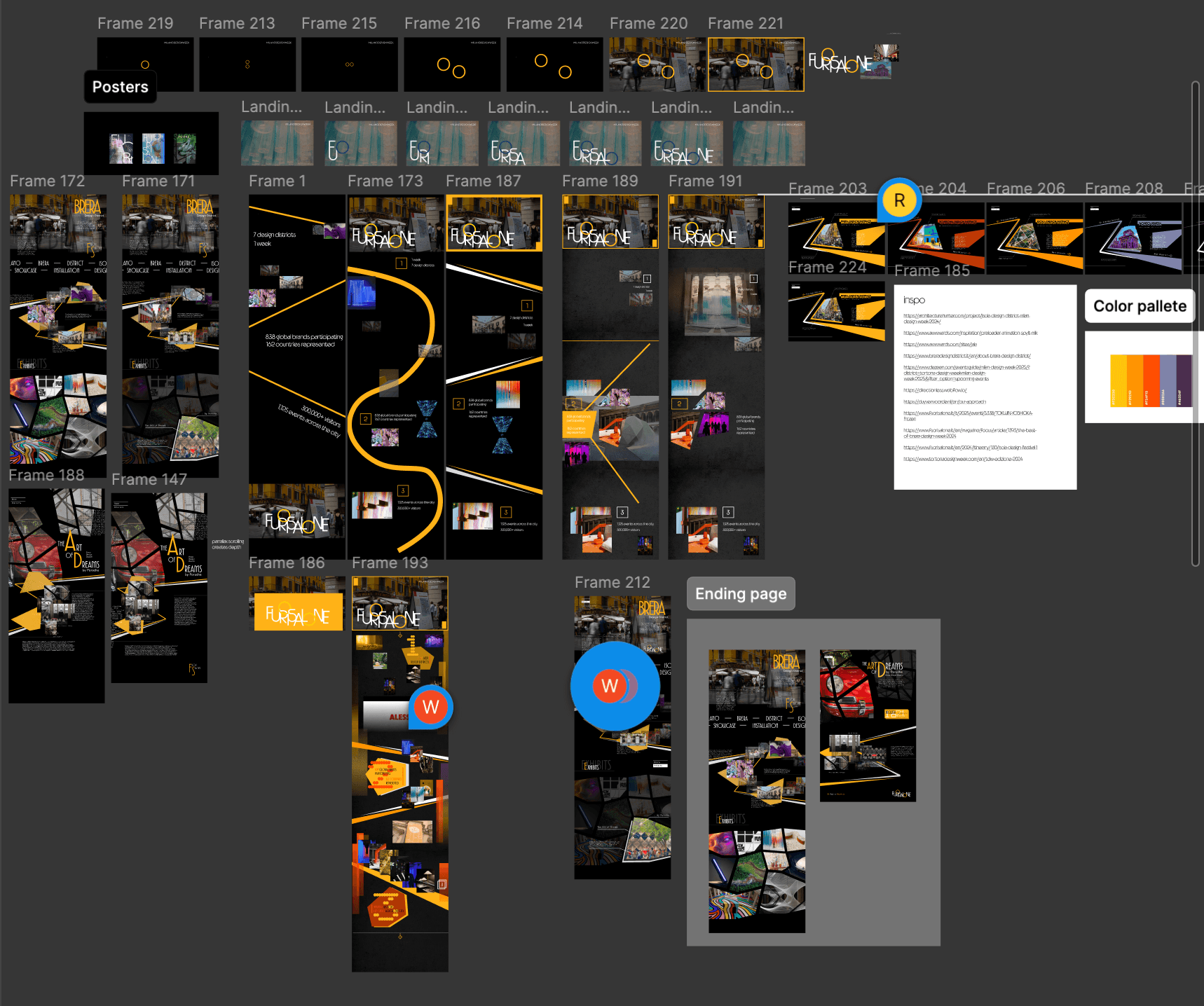 Figma workspace showing mobile screen artboards connected by user flow lines