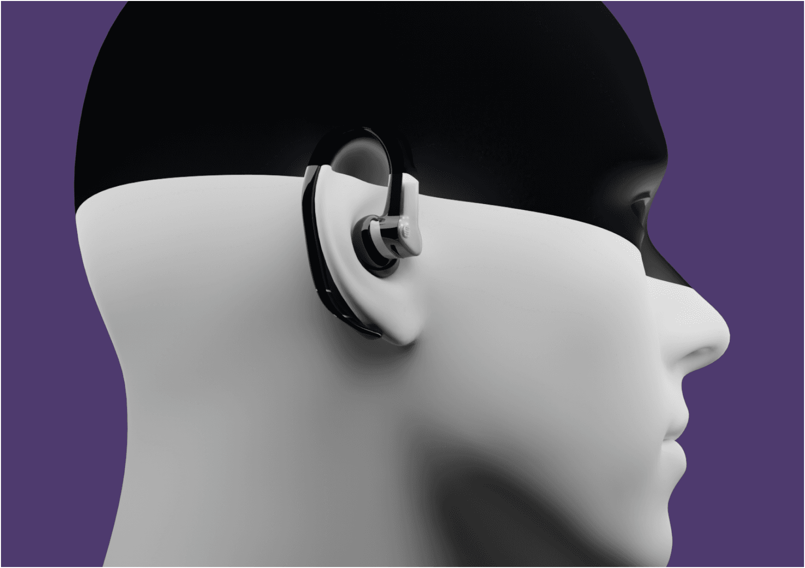 3D renders of Sol earpiece from multiple angles